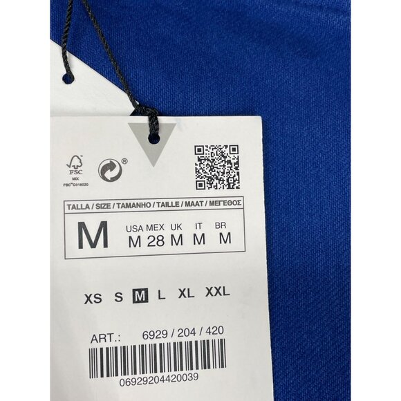 Zara Women's Medium Blue Dress Strapless Tube Stretch Denim Cotton Mini NWT M - Picture 6 of 11